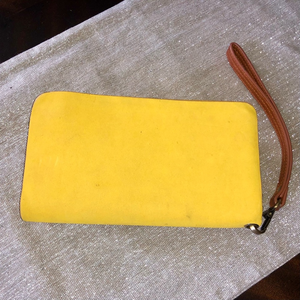 Yellow and tan wallet with wristlet strap - Picture 2 of 3